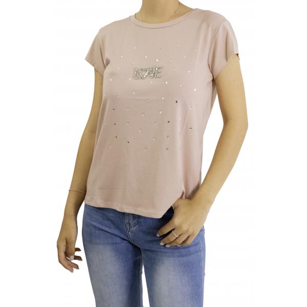 t shirt love con brillantini 
